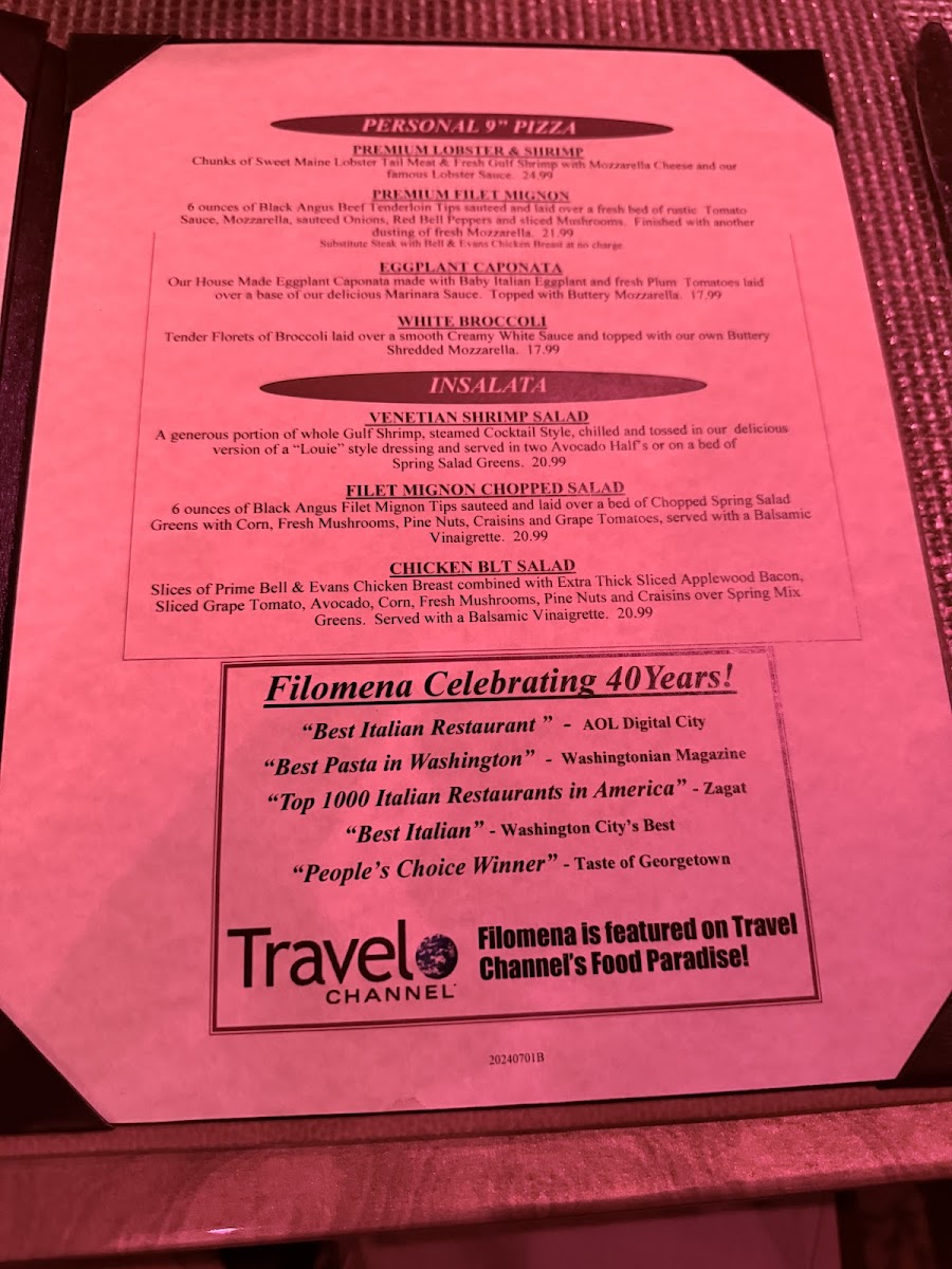 Filomena Ristorante Menu - Image 6